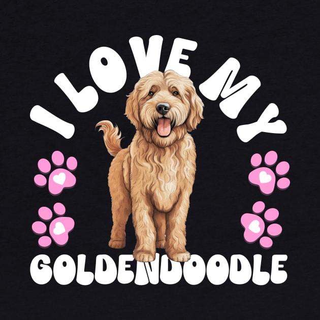 I Love My Goldendoodle by The Jumping Cart